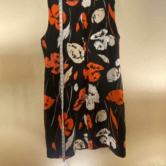 Kasper black w/ orange/white floral sleeveless shift dress size 18. - Picture 5 of 6